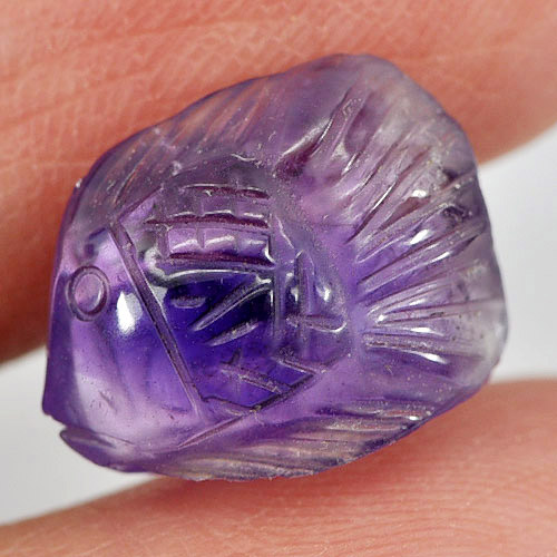 5.33 Ct. Good Color Fish Carving Natural Gem Purple Amethyst Unheated