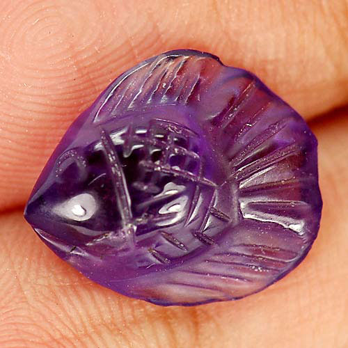 3.47 Ct. Charming Natural Gem Violet Amethyst Fish Carving Unheated
