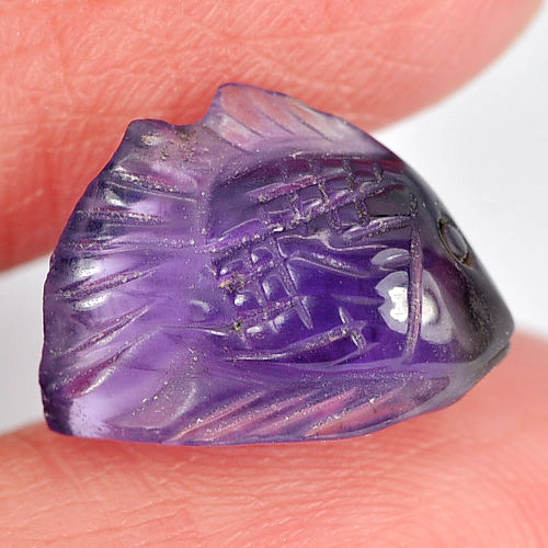4.08 Ct. Pretty Fish Carving Natural Gem Violet Amethyst Unheated