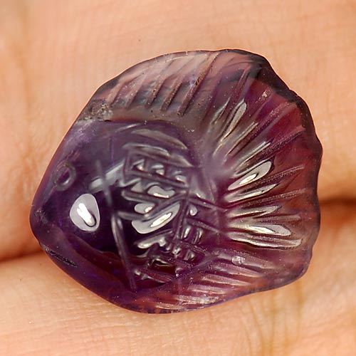 4.84 Ct. Attractive Fish Carving Natural Gem Violet Amethyst Unheated