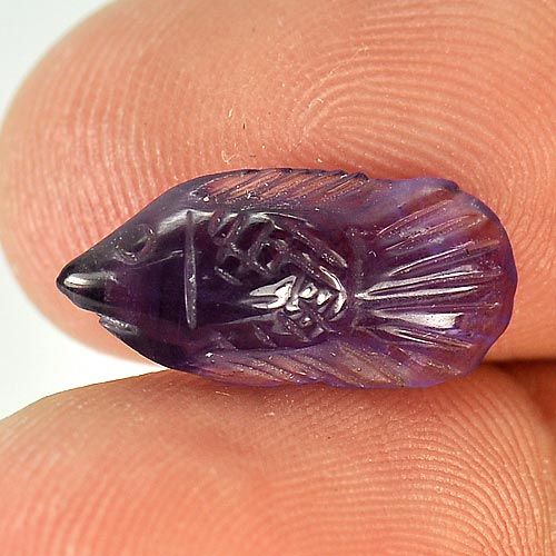 2.76 Ct. Attractive Fish Carving Natural Gem Violet Amethyst Brazil