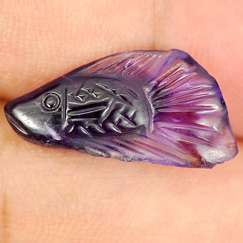 4.69 Ct. Lovely Fish Carving Natural Gem Violet Amethyst Brazil