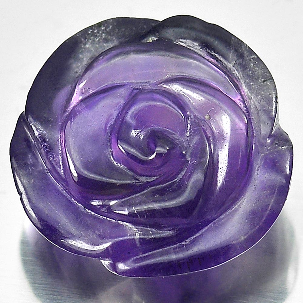 16.70 Ct. Flower Carving Natural Gemstone Purple Amethyst From Brazil Unheated