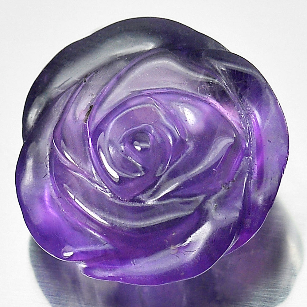 12.45 Ct. Nice Flower Carving Natural Gemstone Purple Amethyst Brazil Unheated