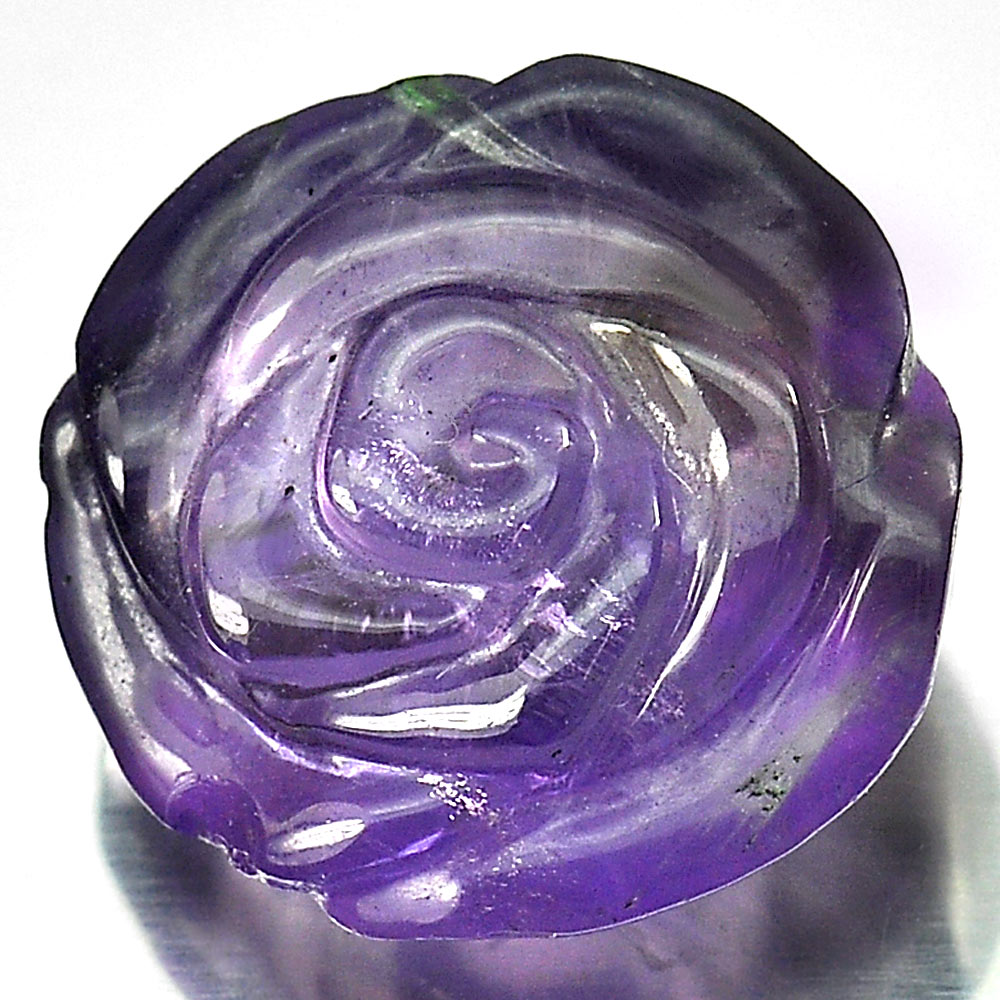 13.64 Ct. Good Flower Carving Natural Gemstone Purple Amethyst Brazil Unheated