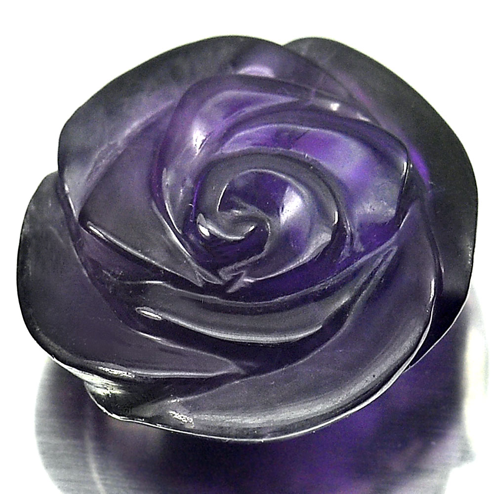 18.60 Ct. Flower Carving Natural Gemstone Purple Amethyst From Brazil Unheated