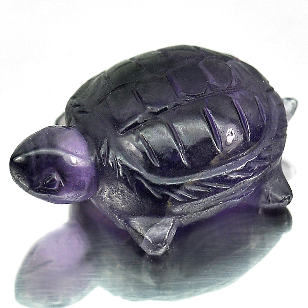 20.13 Ct. Nice Natural Gemstone Purple Amethyst Turtle Carving Brazil Unheated