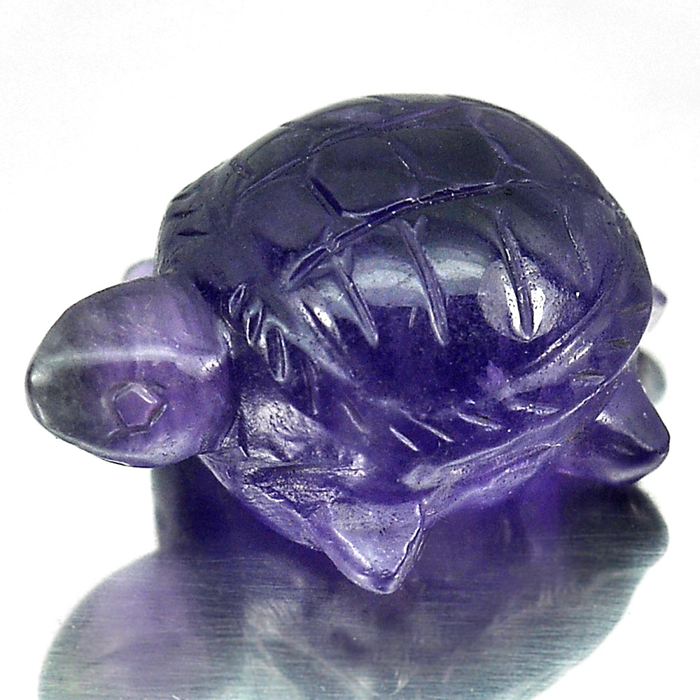 19.39 Ct. Good Natural Gemstone Purple Amethyst Turtle Carving Brazil Unheated