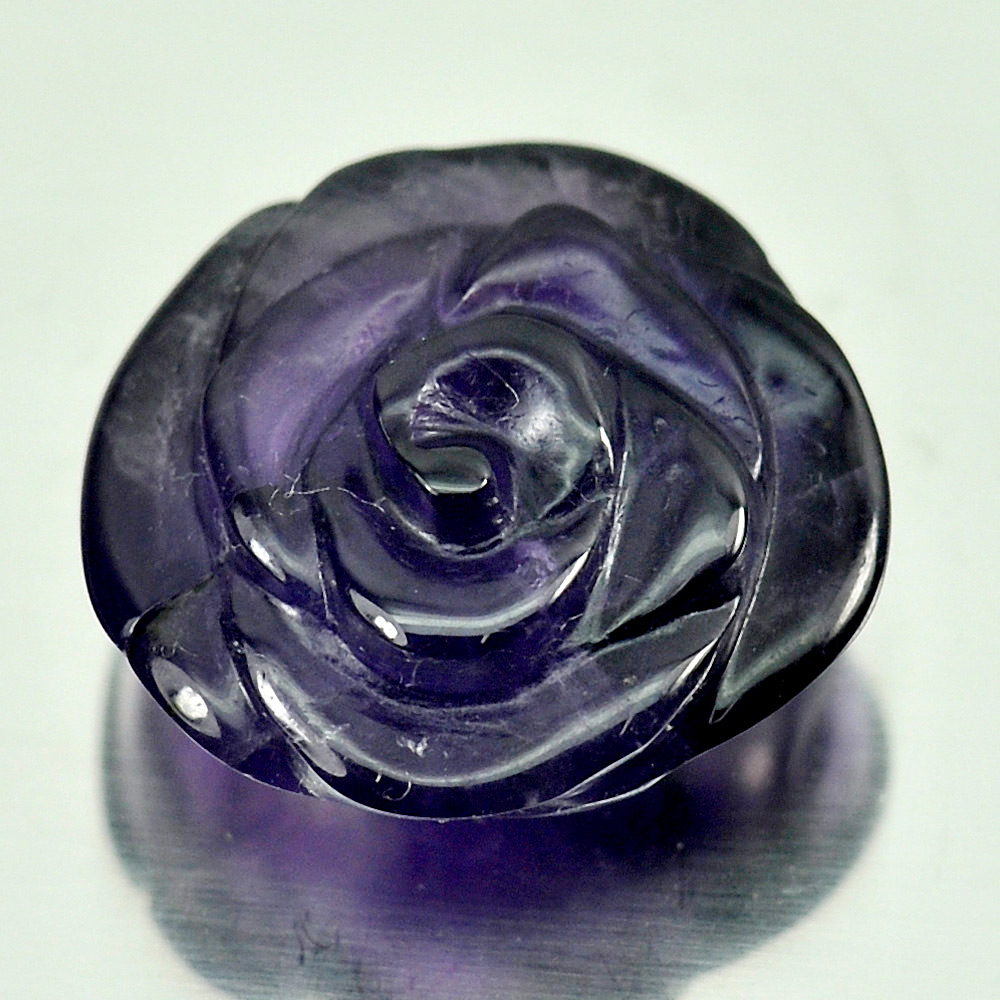 10.92 Ct. Nice Natural Gemstone Purple Amethyst Flower Carving Brazil Unheated