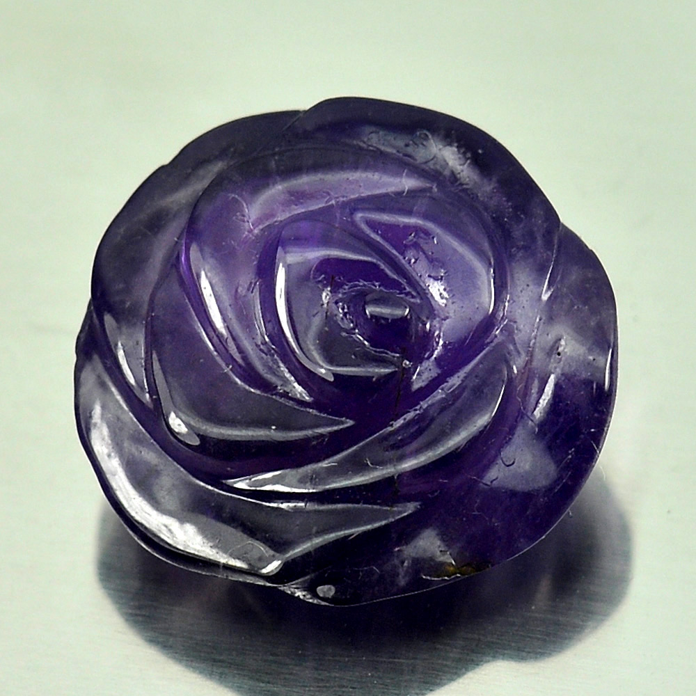 12.34 Ct. Beautiful Natural Gem Purple Amethyst Flower Carving Brazil Unheated