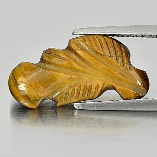 6.34 Ct. Carving Leaves Natural Golden Tiger Eye From Thailand