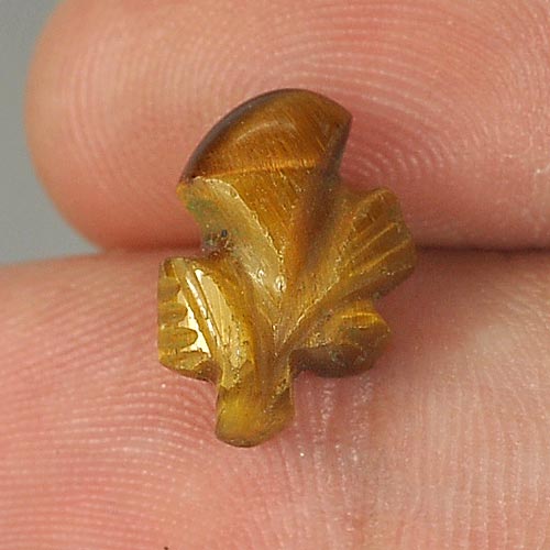 3.13 Ct. Carving Leaves Natural Golden Tiger Eye Unheated