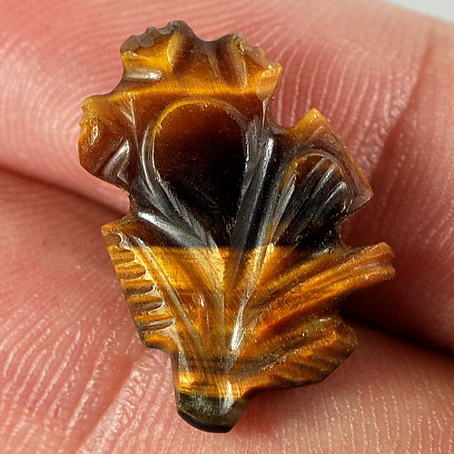 Unheated 8.22 Ct. Beauty Carving Leaves Natural Golden Tiger Eye