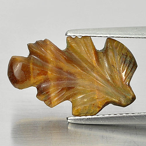 5.45 Ct. Carving Leaves Natural Golden Tiger Eye From Thailand