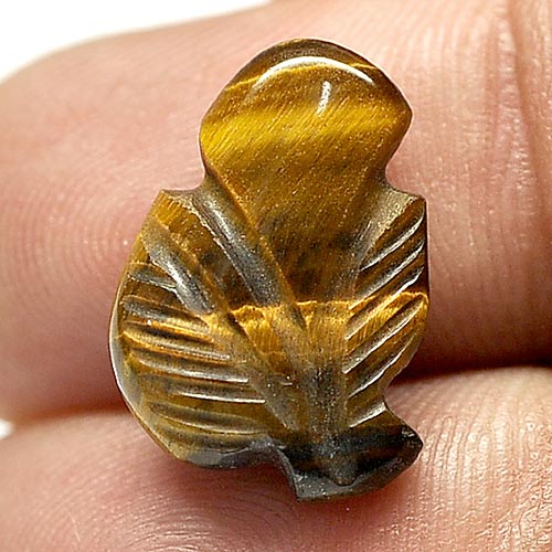 6.61 Ct. Carving Leaves Natural Golden Tiger Eye From Thailand