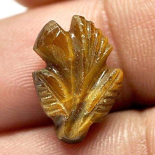 5.86 Ct. Carving Leaves Natural Golden Tiger Eye From Thailand