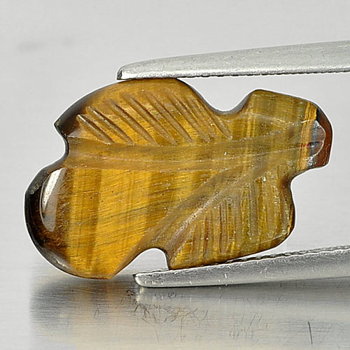 5.40 Ct. Carving Leaves Natural Golden Tiger Eye From Thailand