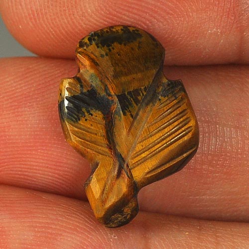 6.95 Ct. Attractive Color Carving Leaves Natural Golden Tiger Eye
