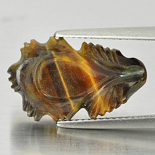 7.50 Ct. Carving Leaves Natural Golden Tiger Eye From Thailand