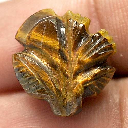 11.25 Ct. Carving Leaves Natural Golden Tiger Eye Unheated