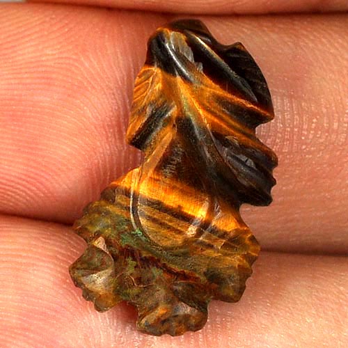 6.90 Ct. Good Carving Leaves Natural Golden Tiger Eye Unheated