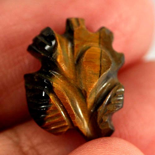 Unheated 5.66 Ct. Good Color Carving Leaves Natural Golden Tiger Eye