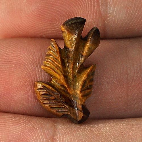 4.91 Ct. Alluring Color Carving Leaves Natural Golden Tiger Eye