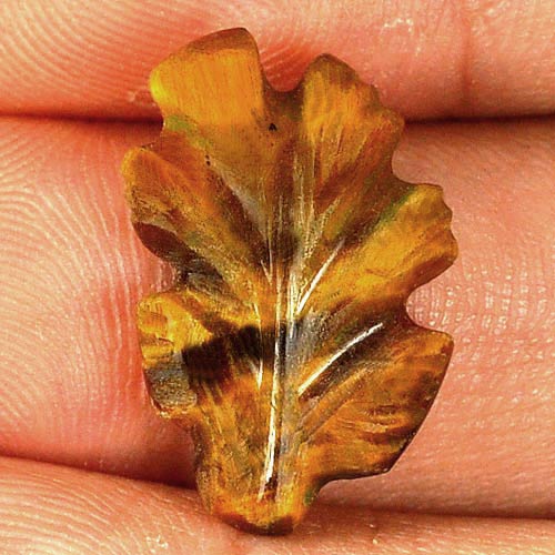 6.63 Ct. Attractive Color Carving Leaves Natural Golden Tiger Eye