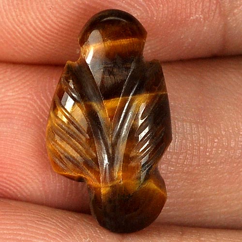 6.83 Ct. Attractive Color Carving Leaves Natural Golden Tiger Eye