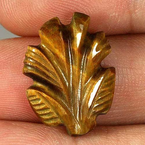Unheated 7.61 Ct. Nice rving Leaves Natural Golden Tiger Eye