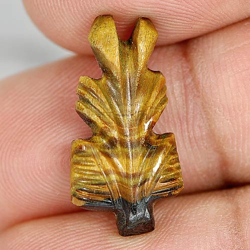 6.85 Ct. Alluring Carving Leaves Natural Golden Tiger Eye Unheated