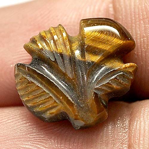 8.31 Ct. Carving Leaves Natural Golden Tiger Eye From Thailand