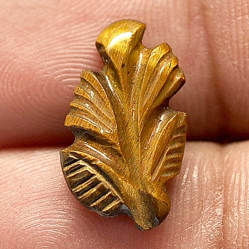 4.15 Ct. Charming Color Carving Leaves Natural Golden Tiger Eye From Thailand