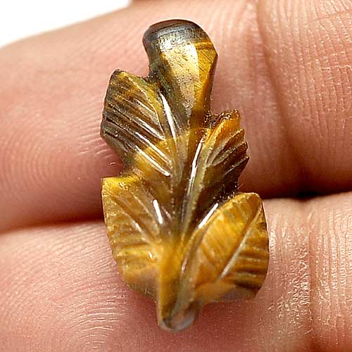 9.93 Ct. Good Color Carving Leaves Natural Golden Tiger Eye From Thailand