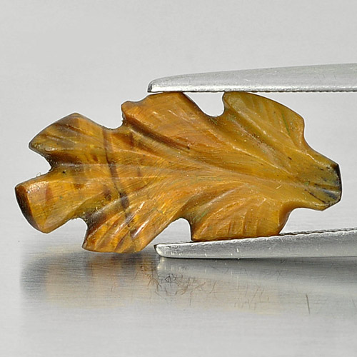 4.58 Ct. Carving Leaves Natural Golden Tiger Eye From Thailand Unheated