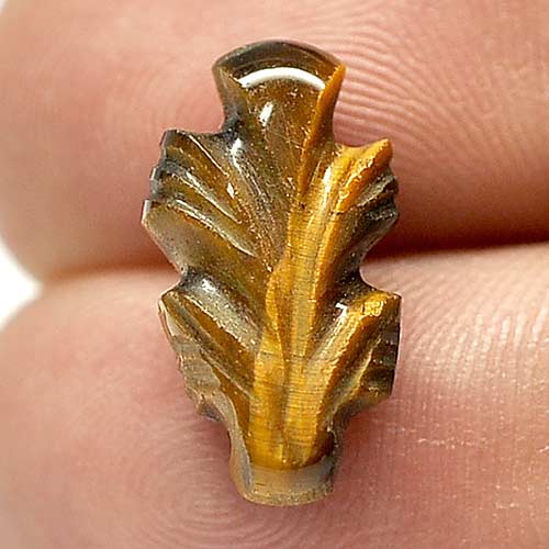 5.13 Ct. Charming Color Carving Leaves Natural Golden Tiger Eye From Thailand