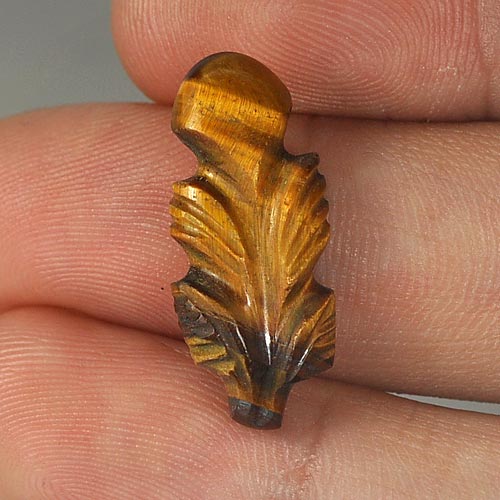 Unheated 8.11 Ct. Carving Leaves Natural Golden Tiger Eye