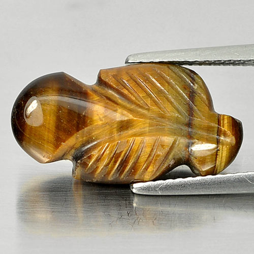Beauty Color 8.01 Ct. Carving Leaves Natural Golden Tiger Eye From Thailand
