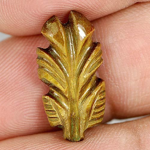 6.40 Ct. Alluring Carving Leaves Natural Golden Tiger Eye Unheated