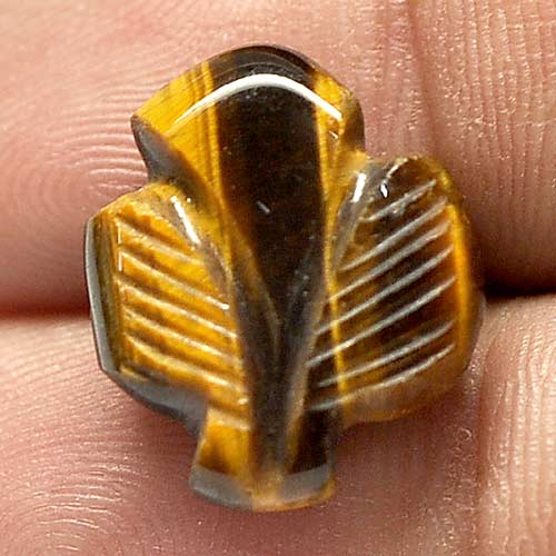 9.44 Ct. Carving Leaves Natural Golden Tiger Eye From Thailand