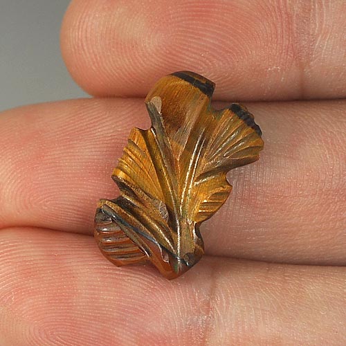 6.52 Ct. Carving Leaves Natural Golden Tiger Eye Unheated