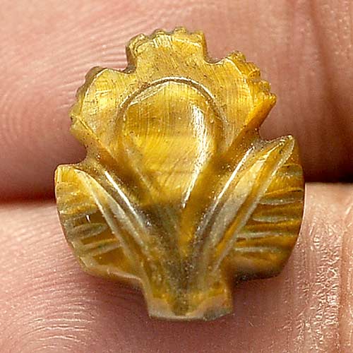6.68 Ct. Charming Color Carving Leaves Natural Golden Tiger Eye From Thailand