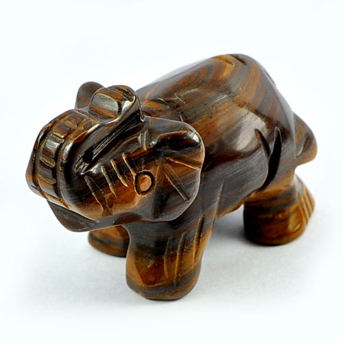 Unheated 180.62 Ct. Elephant Carving Natural Golden Tiger Eye
