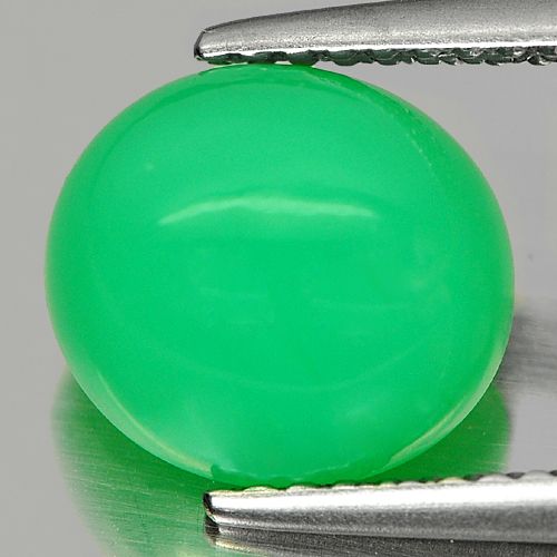 2.99 Ct. Green Oval Cabochon Natural Chrysoprase Gemstone Unheated