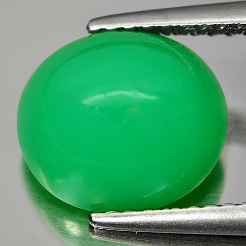 3.30 Ct. Green Oval Cabochon Natural Chrysoprase Gemstone Unheated