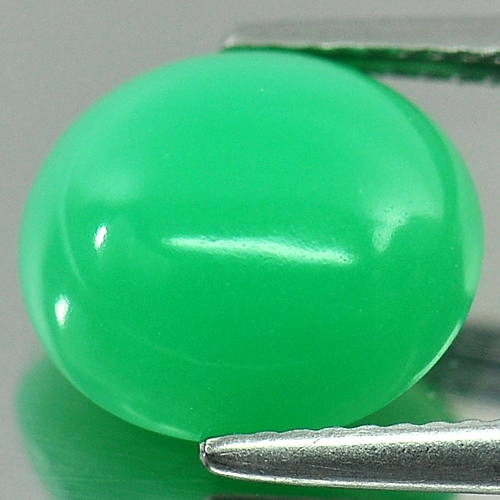 4.36 Ct. Green Oval Cabochon Natural Chrysoprase Gemstone Unheated