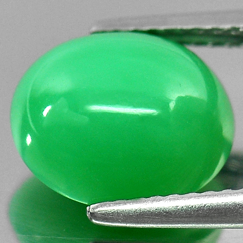 3.89 Ct. Green Oval Cabochon Natural Chrysoprase Gemstone Unheated