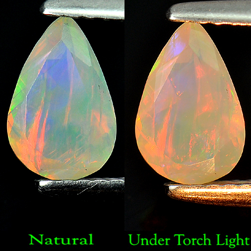 0.59 Ct. Pear Natural Multi Color Opal Gem Ethiopia