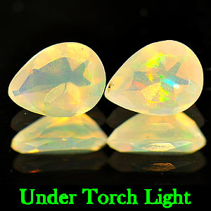 0.73 Ct. Pair Natural Multi-Color Play Of Colour Opal Pear Shape Unheated