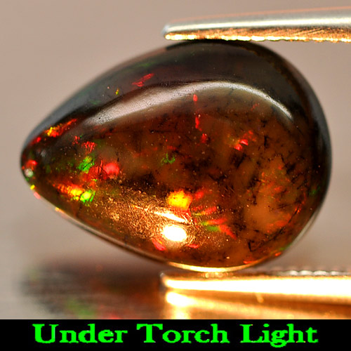 Natural Gemstone 2.41 Ct. Play Of Color Rainbow Fire Red Black Opal